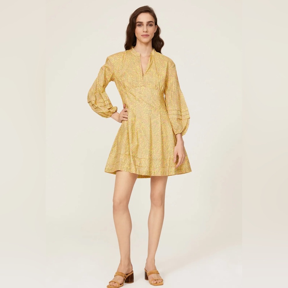 Derek Lam Paisley Floral Yellow Summer Dress Size 38 US 2